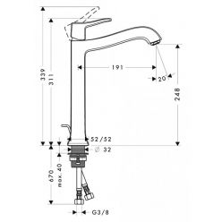 Смеситель Hansgrohe Metris Classic 31078000 для раковины