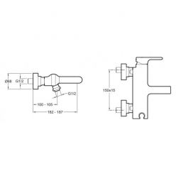 Смеситель Jacob Delafon Singulier E10867-CP для ванны с душем
