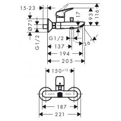 Смеситель Hansgrohe Logis 71400000 для ванны с душем