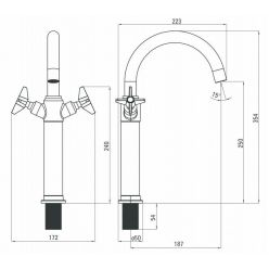 Смеситель для умывальника Deante Temisto Bronzo BQT_M25D латунь