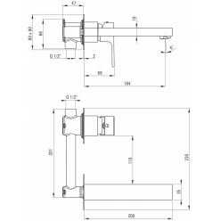 Смеситель для умывальника скрытого монтажа Deante Anemon Bis BCZ_054L