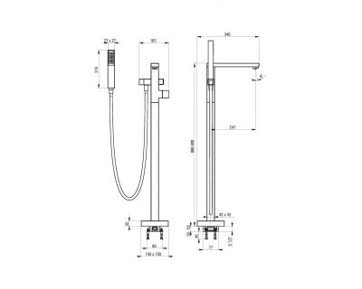 Смеситель напольный Deante Hiacynt BQH_017M хром