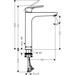 Hansgrohe Logis E Смеситель для раковины 230 однорычажный со сливным гарнитуром хром 71162000