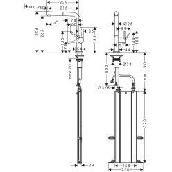 Hansgrohe Talis M54 Кухонный смеситель однорычажный 270 с вытяжным изливом 1jet sBox хром 72809000