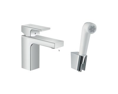 Hansgrohe Vernis Shape Смеситель для раковины однорычажный 100 с гигиеническим душем и шлангом 160 см хром 71216000