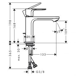 Hansgrohe Rebris S Смеситель для раковины 110 со сливным гарнитуром хром 72517000