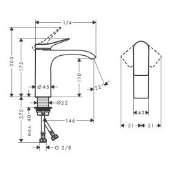 Hansgrohe Vivenis Смеситель для раковины 110 без сливного гарнитура хром 75022000