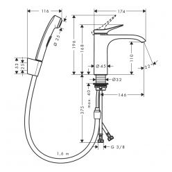 Hansgrohe Vivenis Смеситель для раковины, однорычажный, с набором для биде со шлангом 1,60 м хром 75210000