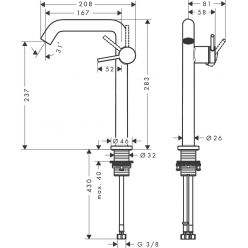 Hansgrohe Tecturis S Смеситель для раковины с донным клапаном CoolStart хром 73370000