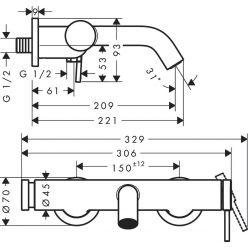 Hansgrohe Tecturis S Смеситель для ванны хром 73422000