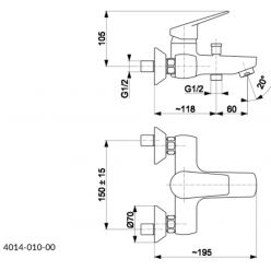 Смеситель для ванны Armatura Topaz 4014-010-00 хром