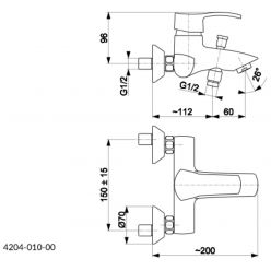 Смеситель для ванны Armatura Kwarc 4204-010-00 хром