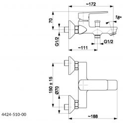 Смеситель для ванны Armatura Agat 4424-510-00 хром