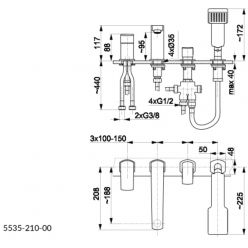 Смеситель для ванны Armatura Mokait chrome 5535-210-00 хром, на борт ванны