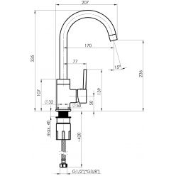 Смеситель для кухни Rubineta AXE-33 (BK) черный