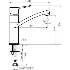Смеситель для кухни Rubuneta Static-19 A90008 хром