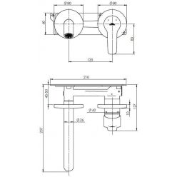 Смеситель для умывальника Rubineta Torino-1F (BK) PM0010 черный