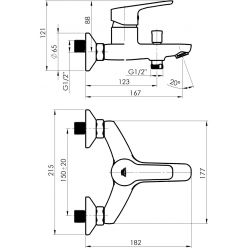 Смеситель для ванны Rubineta Uno-10/K N10D01 хром