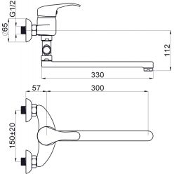 Смеситель для ванны Rubineta Star P-12/C P2CK01 хром
