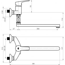 Смеситель для ванны Rubineta Uno-12/C N2CD01 хром