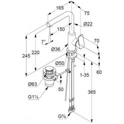 Однорычажный смеситель на умывальник Kludi Pure&Style, 400250575
