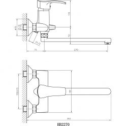 Смеситель для ванны с длинным изливом Haiba HB2270