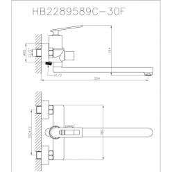 Смеситель для ванны с длинным изливом Haiba HB22589