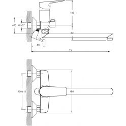 Смеситель для ванны с длинным изливом Haiba HB22506