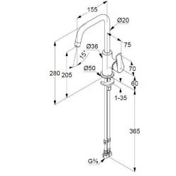 Однорычажный смеситель на умывальник Kludi Pure&Solid, 340240575