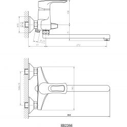 Смеситель для ванны с длинным изливом Haiba HB2266