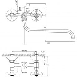 Смеситель для ванны с длинным изливом Haiba HB2208-2