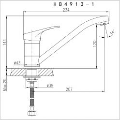 Смеситель для кухни Haiba HB4913