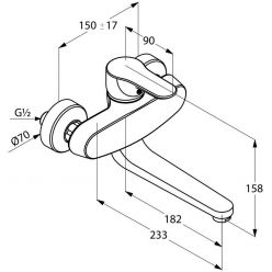 Настенный кухонный смеситель 180 мм Kludi Objekta, 328820575