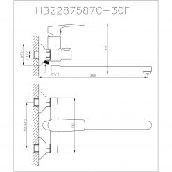 Смеситель для ванны с длинным изливом Haiba HB22587