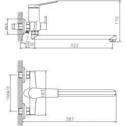 Смеситель для ванны с изливом 35 сv Haiba HB22572