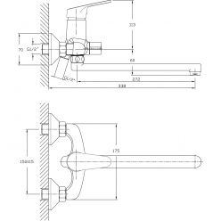 Смеситель для ванны с длинным изливом Haiba HB2216