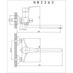 Смеситель для ванны с длинным изливом Haiba HB2263