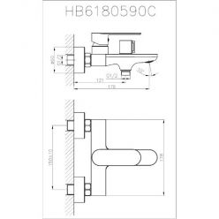 Смеситель для ванны с коротким изливом Haiba HB60590