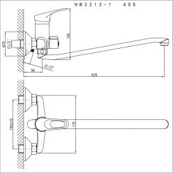 Смеситель для ванны с длинным изливом Haiba HB2213-1