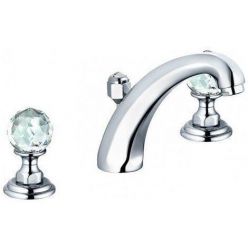 Смеситель для раковины на 3 отверстия высокий излив ручки хрусталь хром Kludi Adlon, 5104305G5