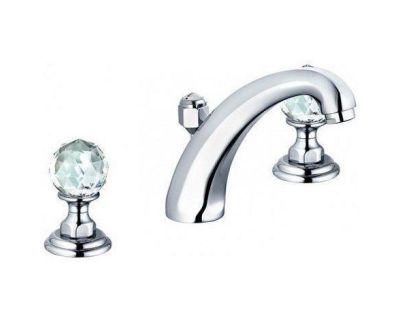 Смеситель для раковины на 3 отверстия высокий излив ручки хрусталь хром Kludi Adlon, 5104305G5