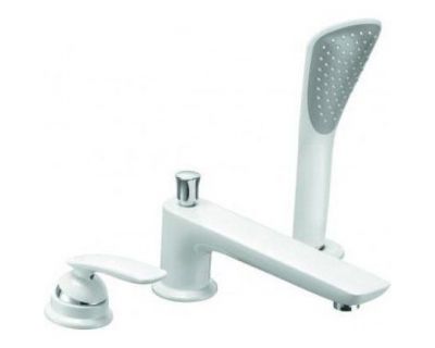 Однорычажный смеситель для ванны и душа на 3 отверстия 220 мм белый/хром Kludi Balance, 524479175
