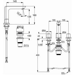 Однорычажный смеситель для раковины на 3 отверстия Kludi Ameo, 413930530