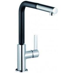 Однорычажный кухонный смеситель с выдвижным изливом хром/черный матовый Kludi L-INE, 408518775