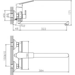 Смеситель для ванны с изливом 35 см Haiba HB22533-3