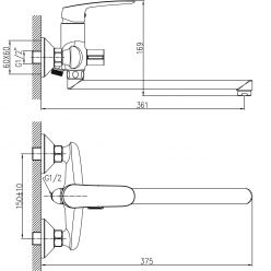 Смеситель для ванны с длинным изливом Haiba HB22183