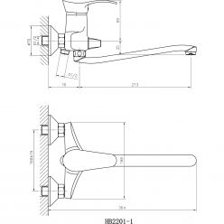 Смеситель для ванны с длинным изливом Haiba HB2201-1