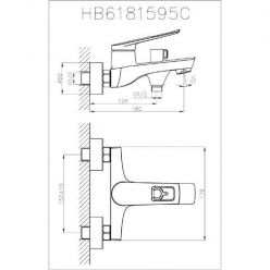 Смеситель для ванны с коротким изливом Haiba HB60595