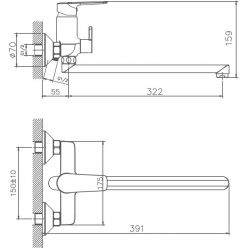 Смеситель для ванны с изливом 35 см Haiba HB22563