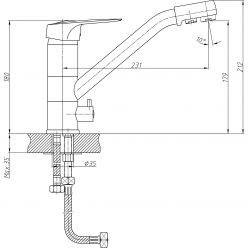 Смеситель для кухни с подключением фильтра питьевой воды Haiba HB4304